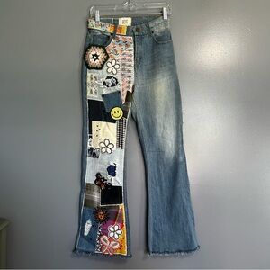 BDG High-Rise Patchwork Jeans Size 25 Boho| Vintage-Inspired Flare Denim